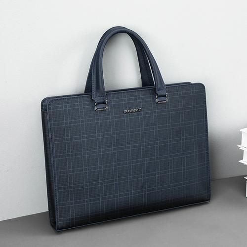 男包新款韩版时尚格子商务手提包横款电脑包单肩斜挎包包公文包包-阿